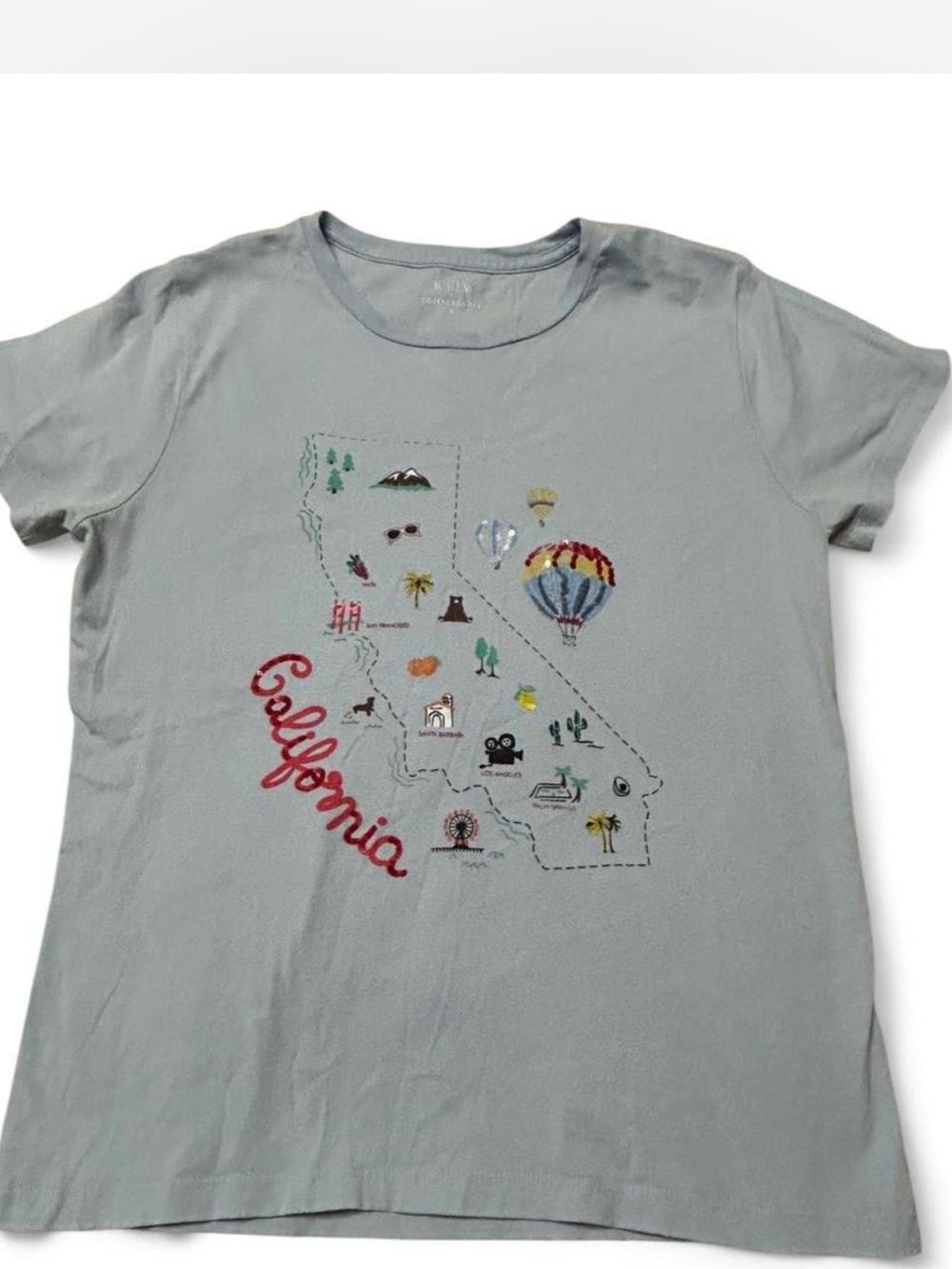 J. Crew Light Gray Kids California Map Tee with Red Script